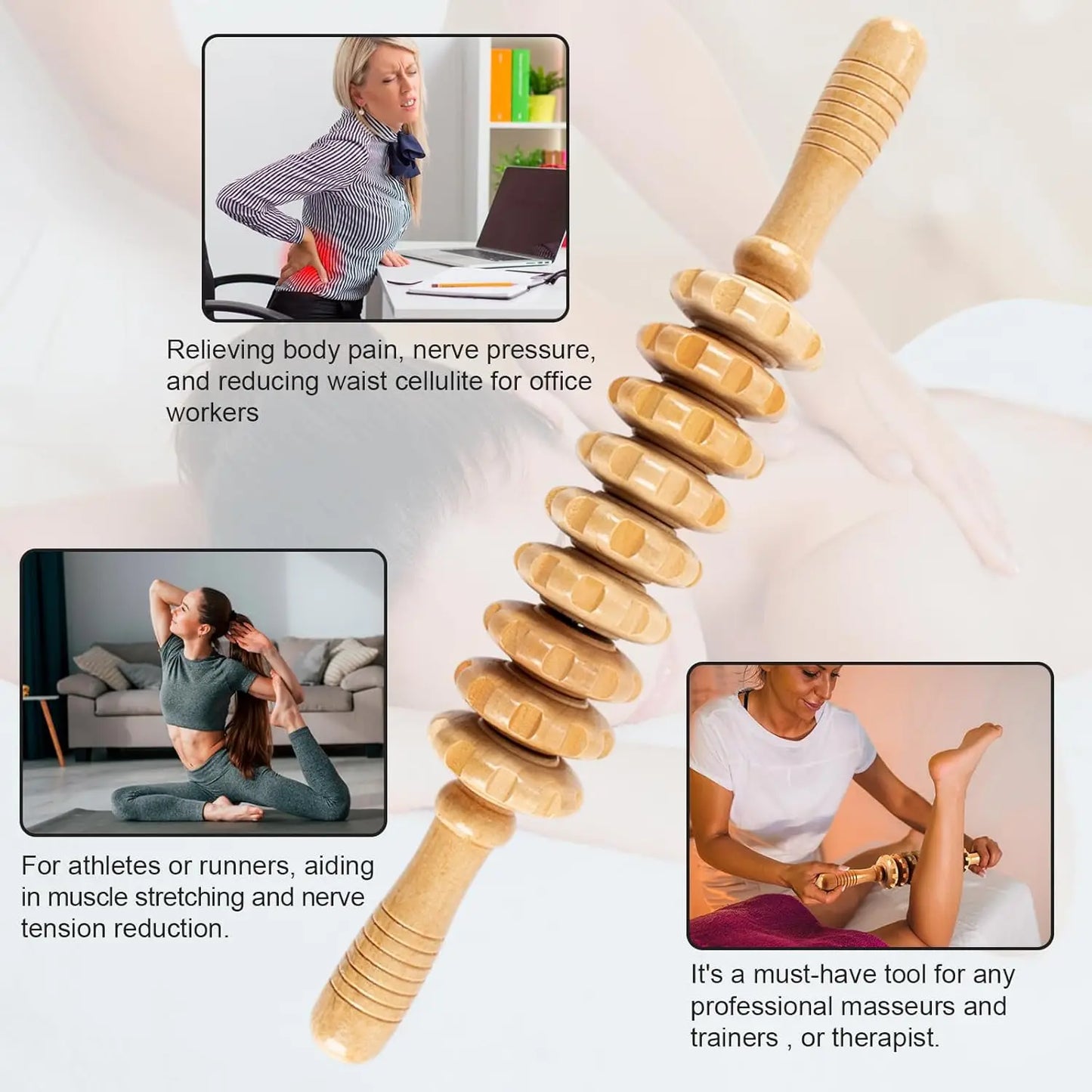 Wood Therapy Roller Gear Stick Massage Tool Cellulite Slimming Roller Massager Lymphatic Drainage Body Shaping Trigger Stick
