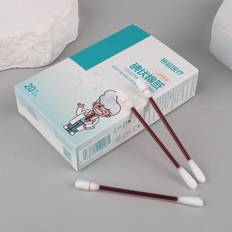 20/50Pcs Disposable Iodine Cotton Swabs Sterilize Asepsis Emergency Kit Care Sanitary Portable Family Daily Medical Supplies