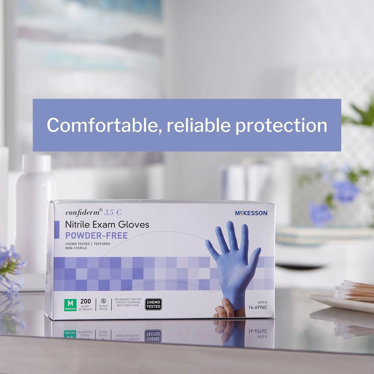 Confiderm 3.85C Nitrile Exam Gloves, Blue Medical Gloves - Medium, 200 Count, 1 Box