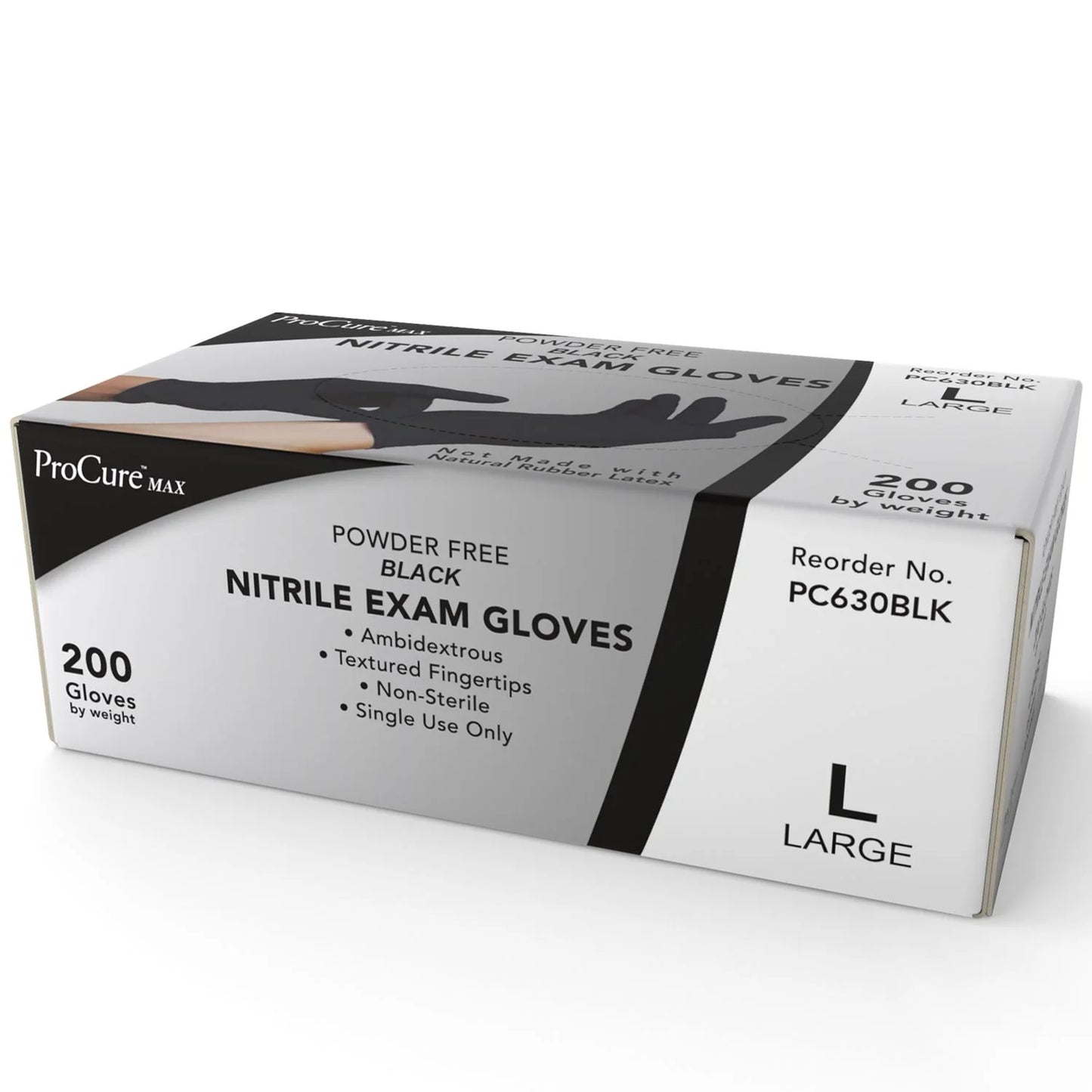 Disposable Black Nitrile Gloves 200 Count - Heavy Duty 4Mil, Powder Free, Rubber Latex Free, Medical Exam Grade