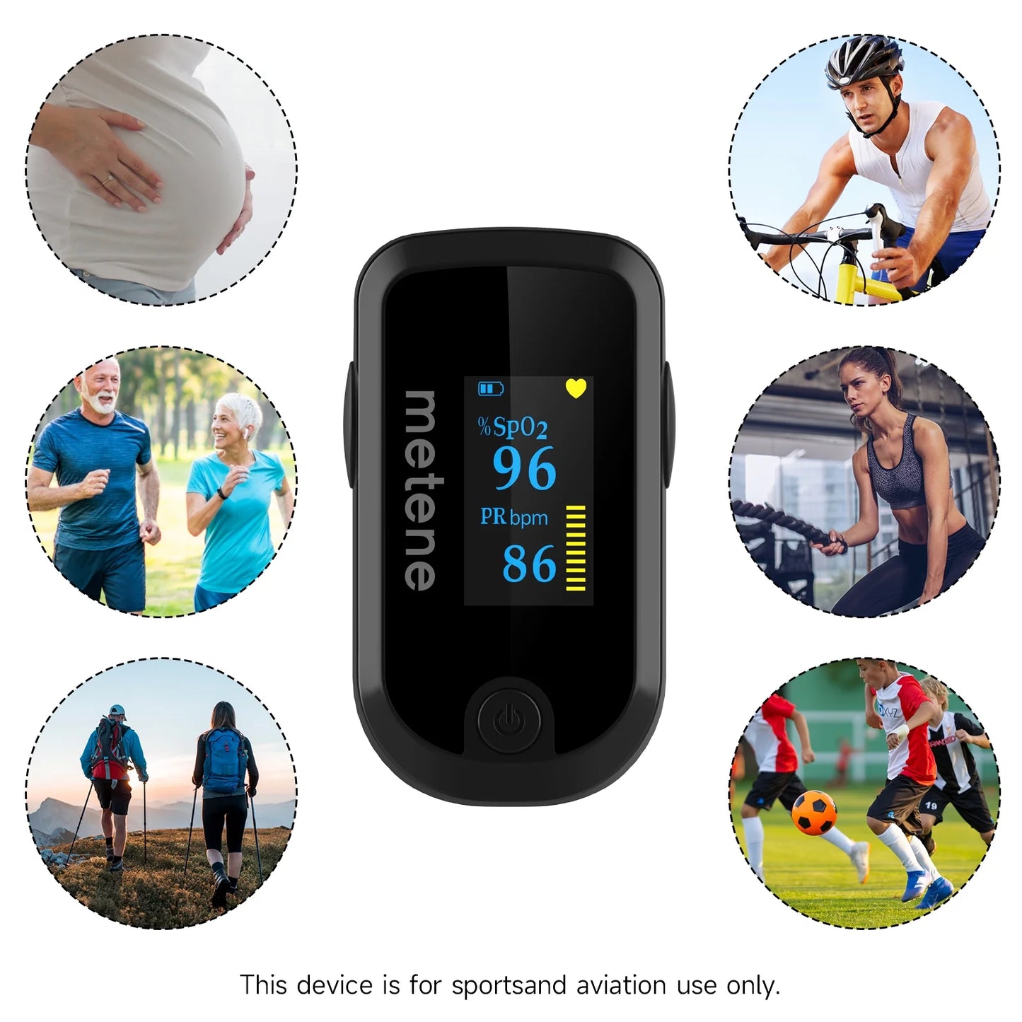 Pulse Oximeter Fingertip with Batteries & Lanyard, OLED Blood Oxygen Saturation Monitor, 20E