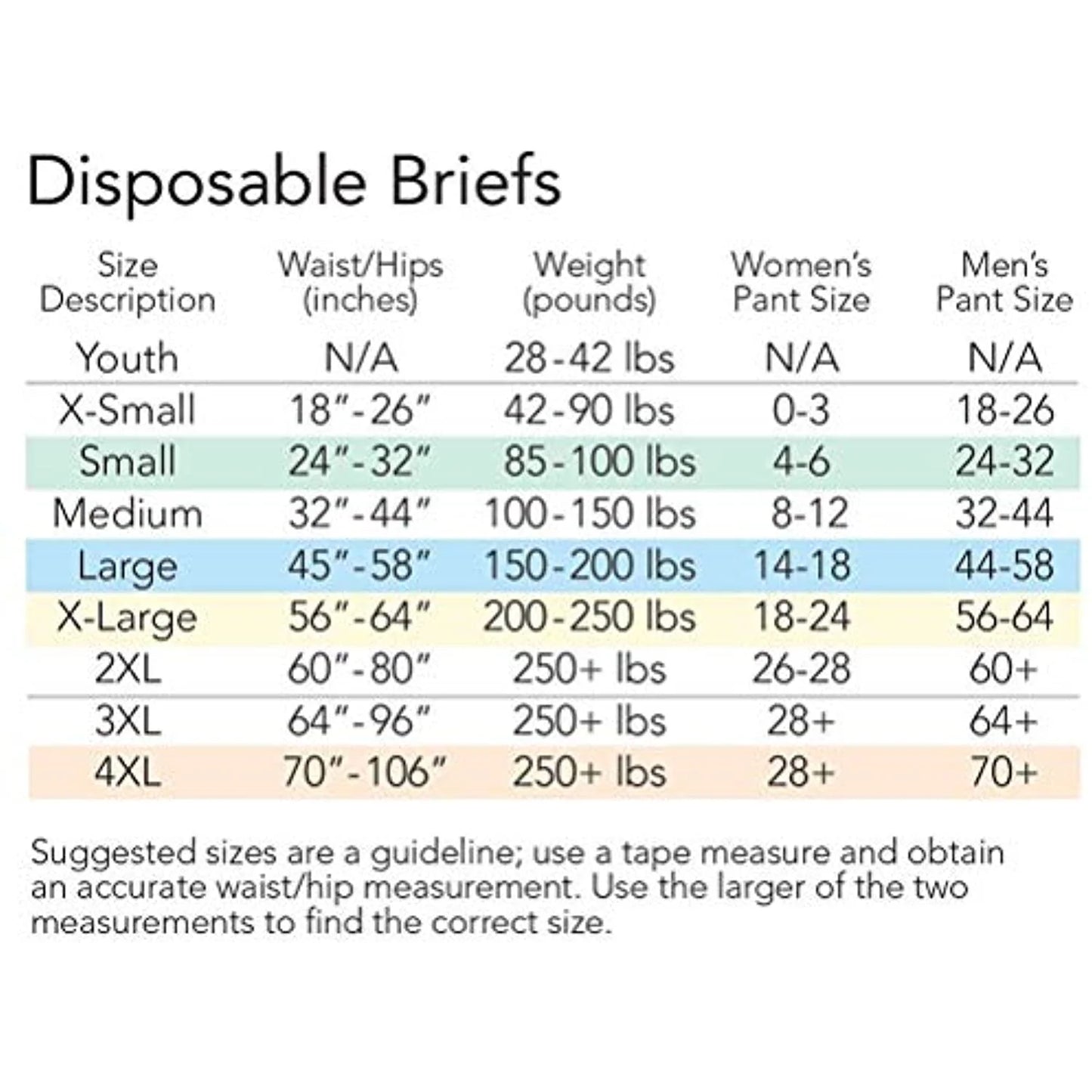 ATN Adult Disposable Briefs with All-Through-The-Night Protection, XS (18"-26") - 100 Ct (Pack of 10) X-Small (100 Count)