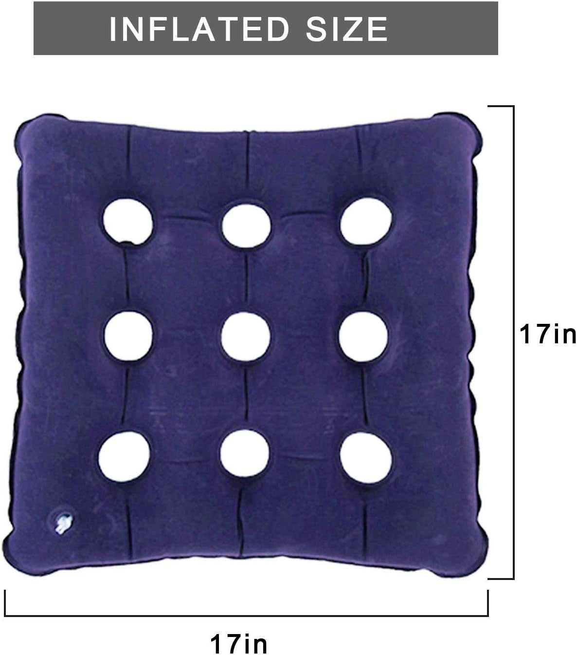 Air Inflatable Seat Cushion, Comfortable Chair Cushion for Wheel Chair, Ideal Seat Cushion for Prolonged Sitting Helps Relieve Tailbone and Sciatica Pain to Prevent Hemorrhoids Bedsore