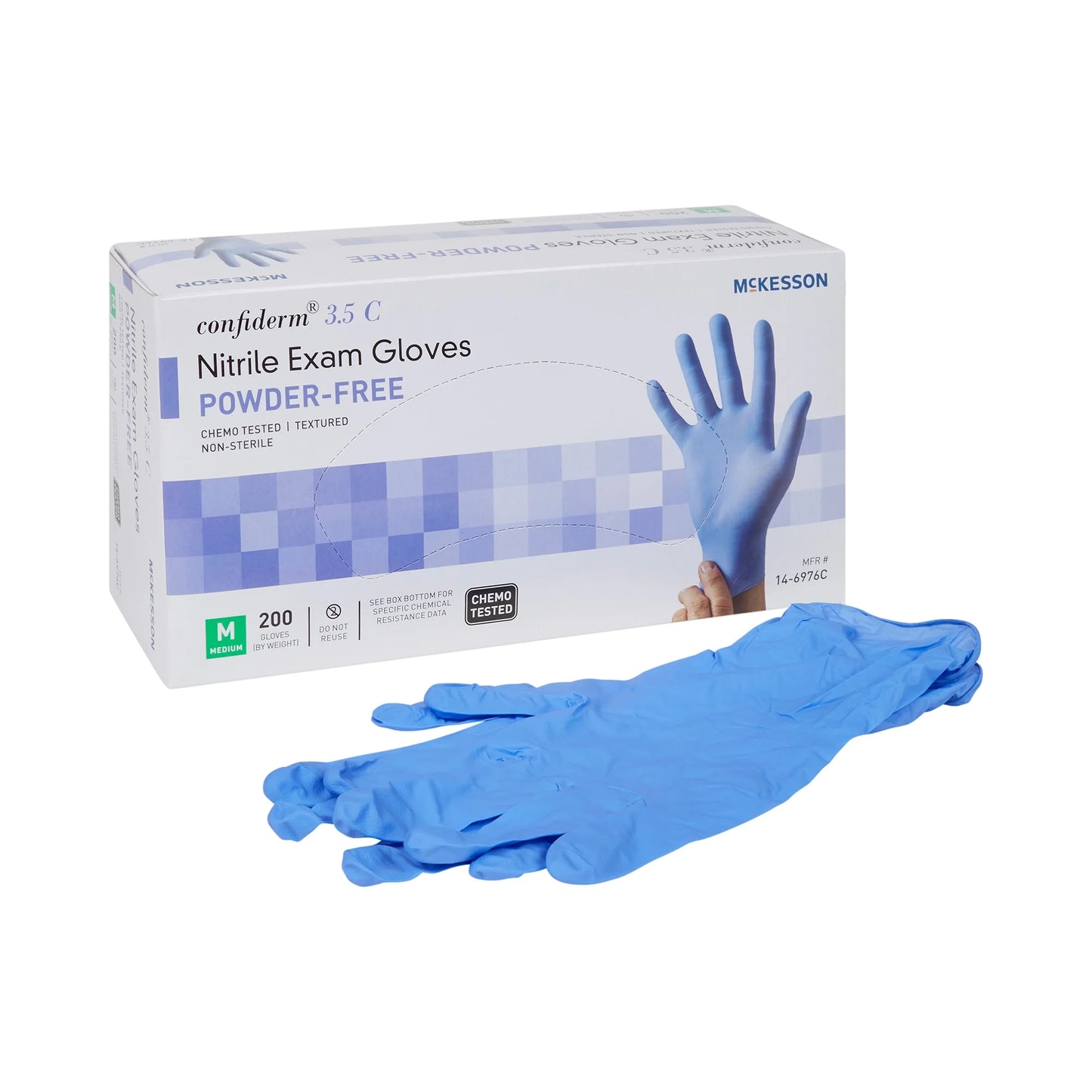 Confiderm 3.85C Nitrile Exam Gloves, Blue Medical Gloves - Medium, 200 Count, 1 Box