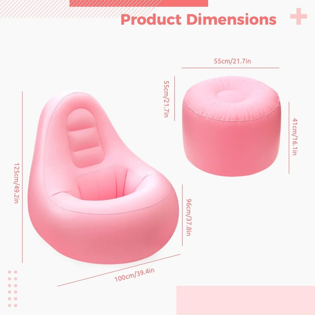 BBL Inflatable Sofa, Lounge Sofa with Ottoman for after Brazilian Butt Lift Surgery Recovery/Fast Lipo Surgery, Blow up Air Chair with Hole Modern Furniture