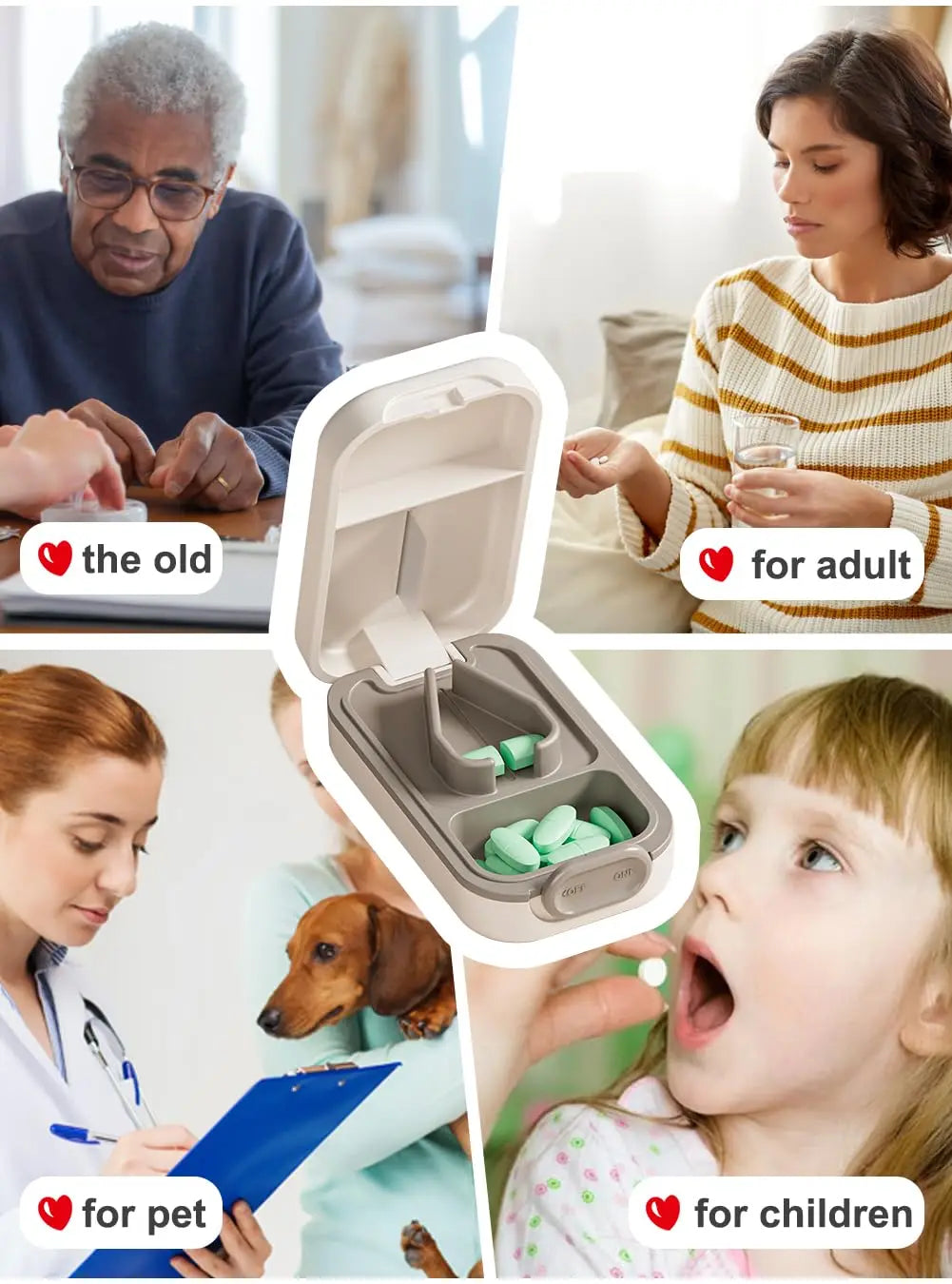 2 In 1 Mini Pill Cutter With Invisible Storage Box Portable Drug Tablet Medicine Dustproof Divider Organizer Crusher Pill Box