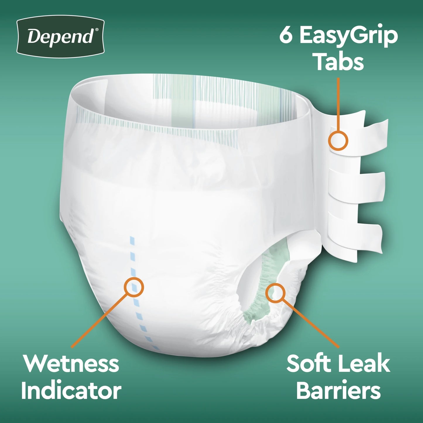 (3 Pack) Protection with Tabs Incontinence Underwear, Adult Diapers, Unisex, L, 16 Count