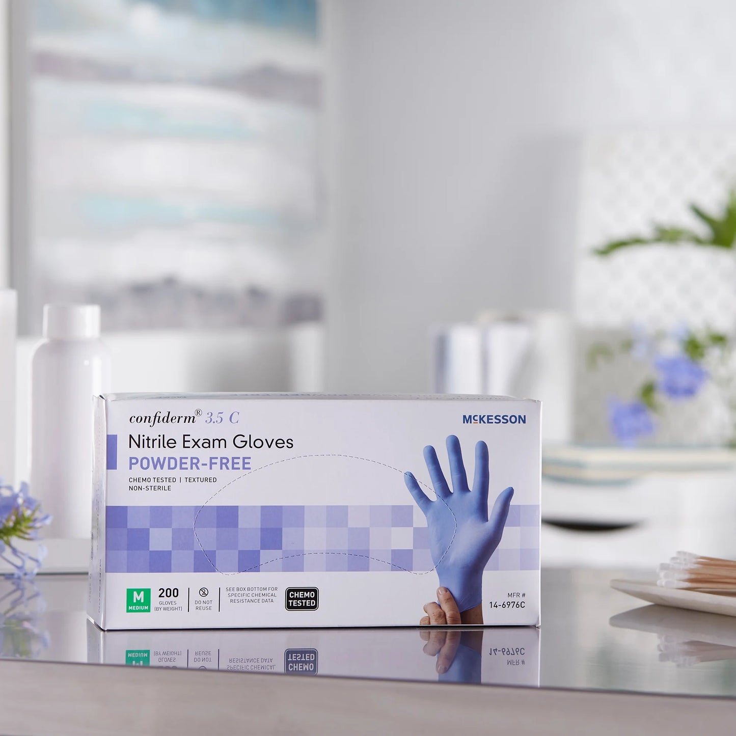 Confiderm 3.85C Nitrile Exam Gloves, Blue Medical Gloves - Medium, 200 Count, 1 Box