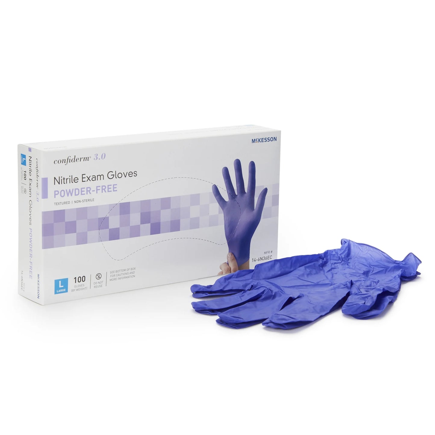 Confiderm 3.0 Nitrile Exam Gloves, Blue Medical Gloves - Size Large, 100 Count, 10 Boxes, 1000 Total