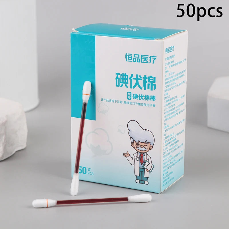 20/50Pcs Disposable Iodine Cotton Swabs Sterilize Asepsis Emergency Kit Care Sanitary Portable Family Daily Medical Supplies
