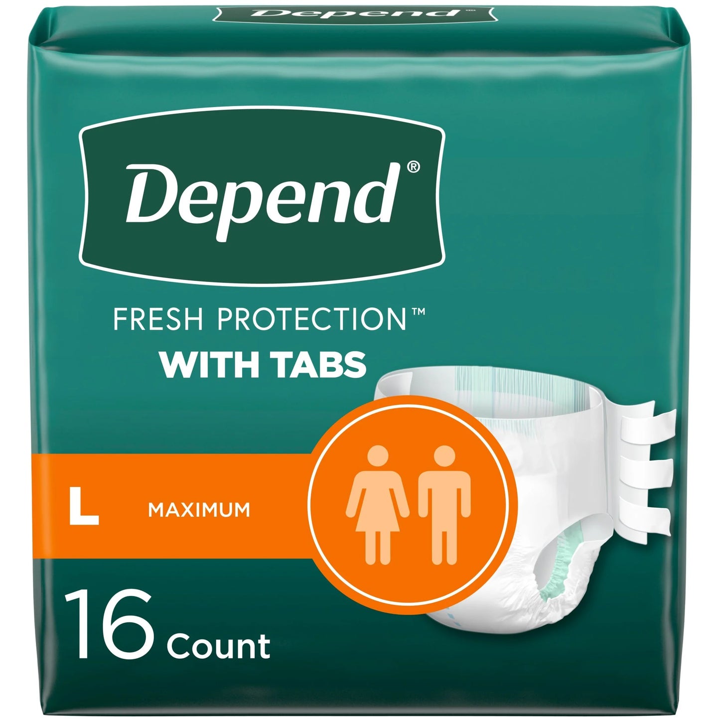 (3 Pack) Protection with Tabs Incontinence Underwear, Adult Diapers, Unisex, L, 16 Count