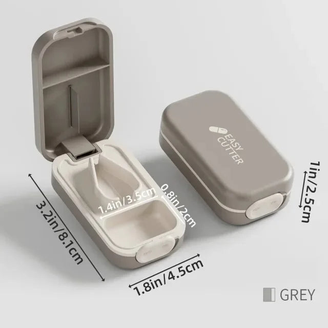 2 In 1 Mini Pill Cutter With Invisible Storage Box Portable Drug Tablet Medicine Dustproof Divider Organizer Crusher Pill Box