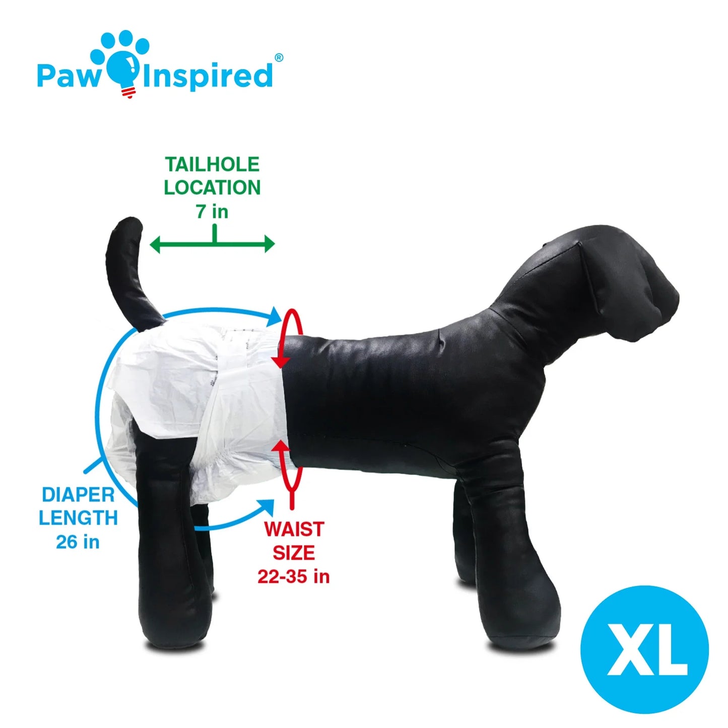 Disposable Dog Diapers Female| Puppy, Doggie, Cat, Pet Diapers |Diapers for Dogs in Heat Period, Diapers That Stay On, Senior, Excitable Urination, or Incontinence (X-Large, 20 Count)