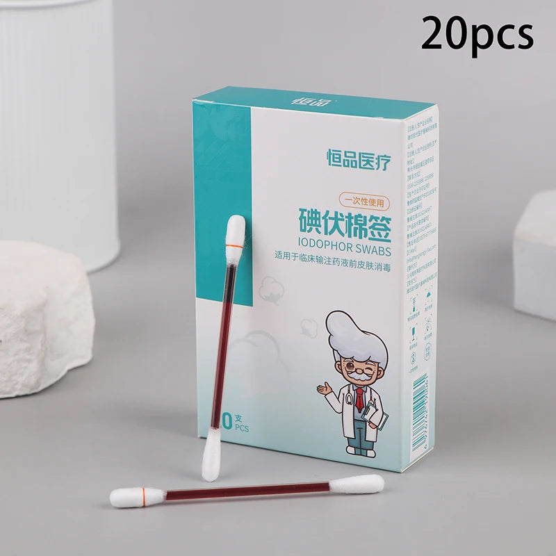 20/50Pcs Disposable Iodine Cotton Swabs Sterilize Asepsis Emergency Kit Care Sanitary Portable Family Daily Medical Supplies