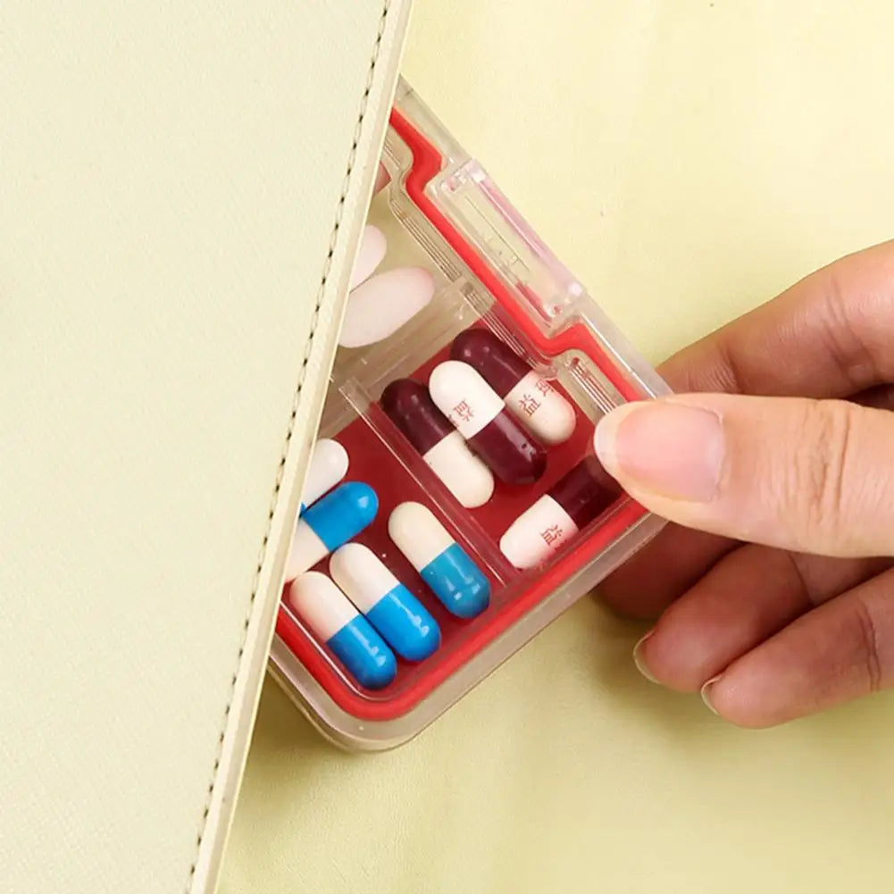 Compact Pill Crusher Transparent Pill Storage Box with Cutter Grinder Brush Food Grade Moisture-proof Medicine for Outdoor