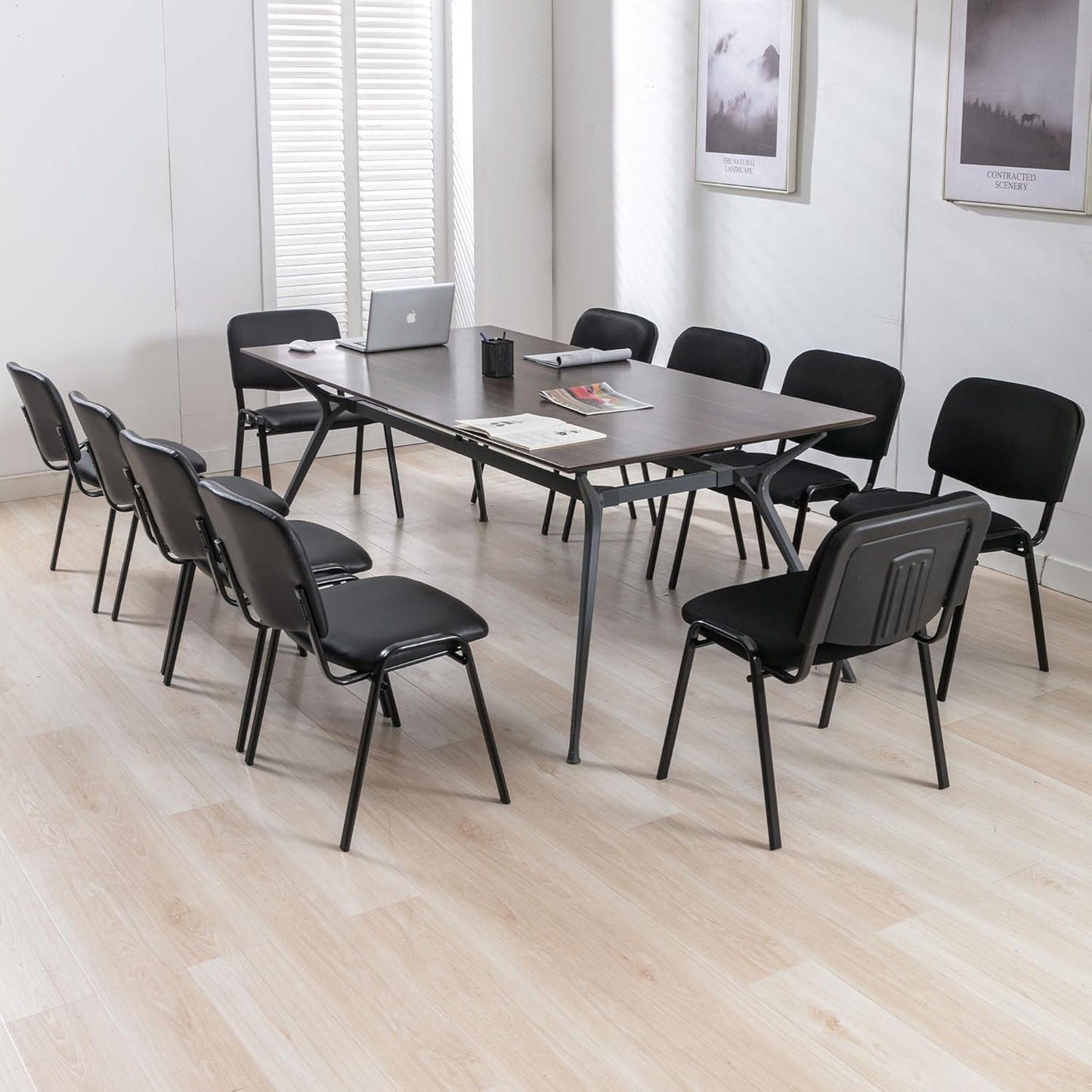 Stackable Black Office Chairs Armless Conference Room Chairs 5 Pack Mesh Reception Desk Chair for Meeting/Events/Hall/Training/Waiting Room