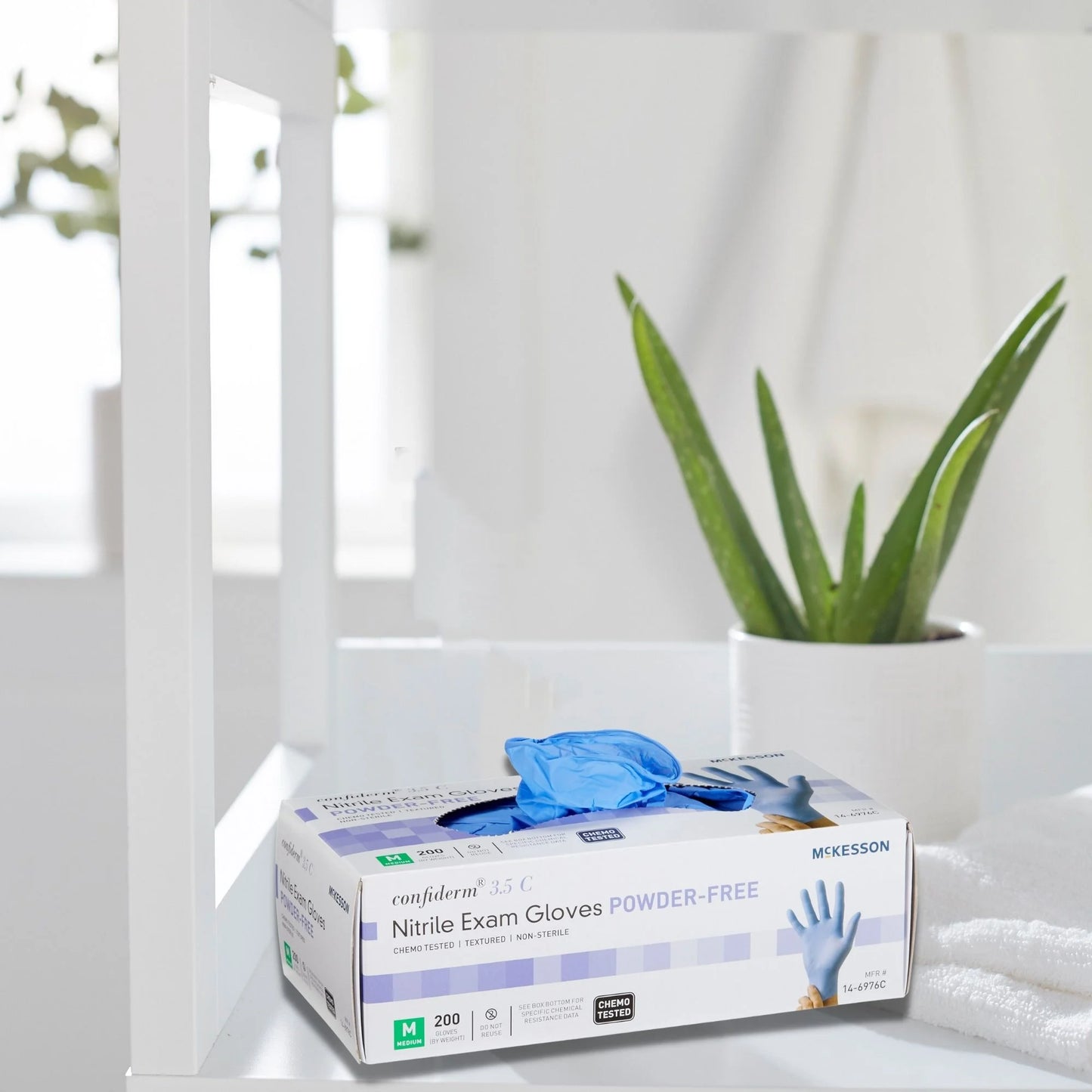 Confiderm 3.85C Nitrile Exam Gloves, Blue Medical Gloves - Medium, 200 Count, 1 Box