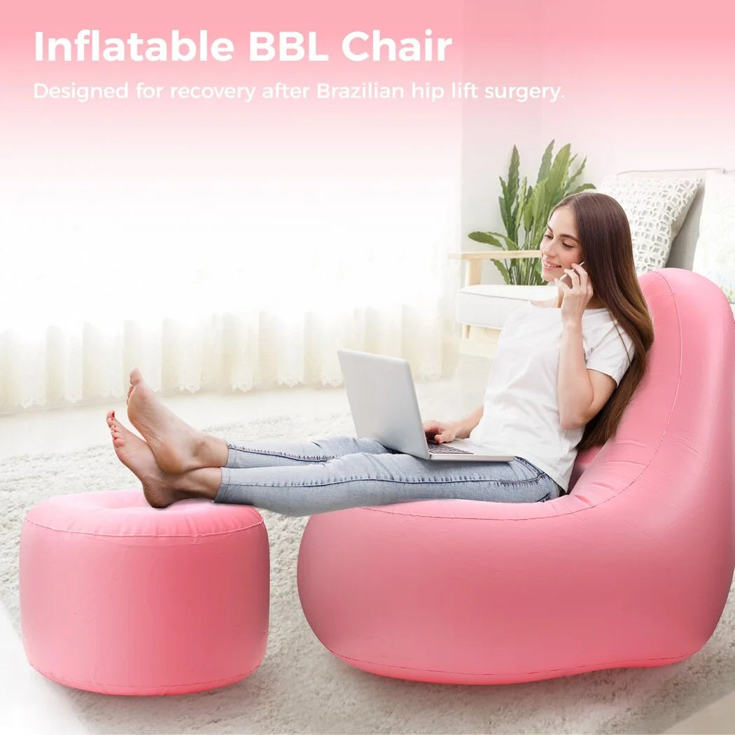 BBL Inflatable Sofa, Lounge Sofa with Ottoman for after Brazilian Butt Lift Surgery Recovery/Fast Lipo Surgery, Blow up Air Chair with Hole Modern Furniture