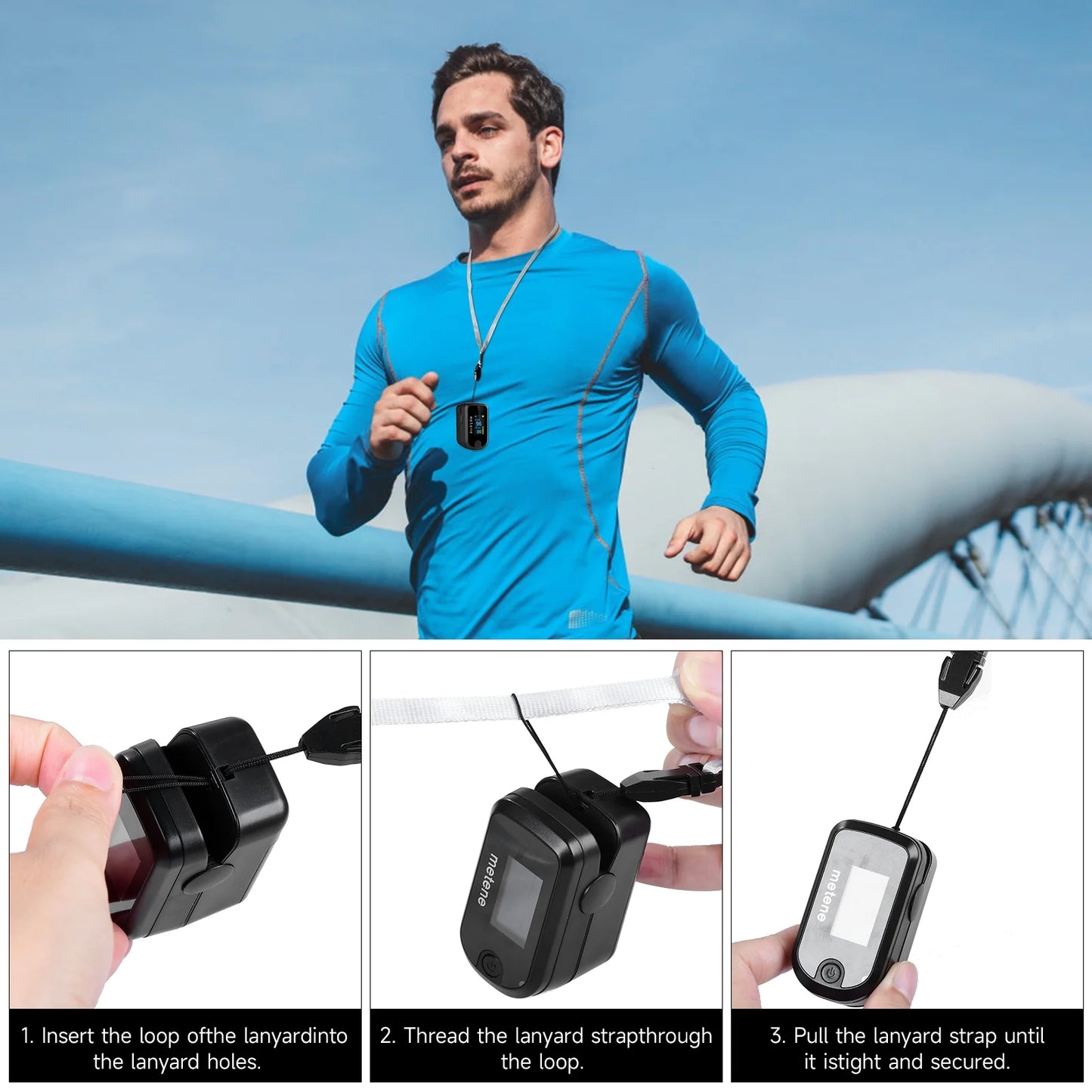Pulse Oximeter Fingertip with Batteries & Lanyard, OLED Blood Oxygen Saturation Monitor, 20E