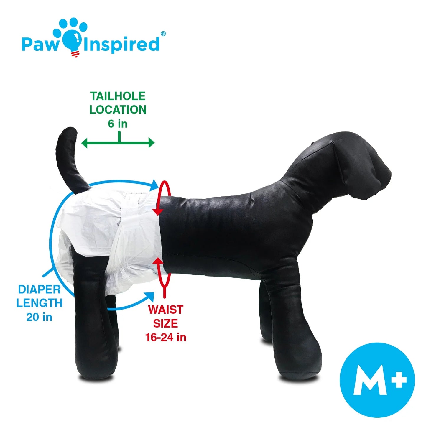Disposable Dog Diapers Female| Puppy, Doggie, Cat, Pet Diapers |Diapers for Dogs in Heat Period, Diapers That Stay On, Senior, Excitable Urination, Incontinence (Medium Plus, 32 Count)