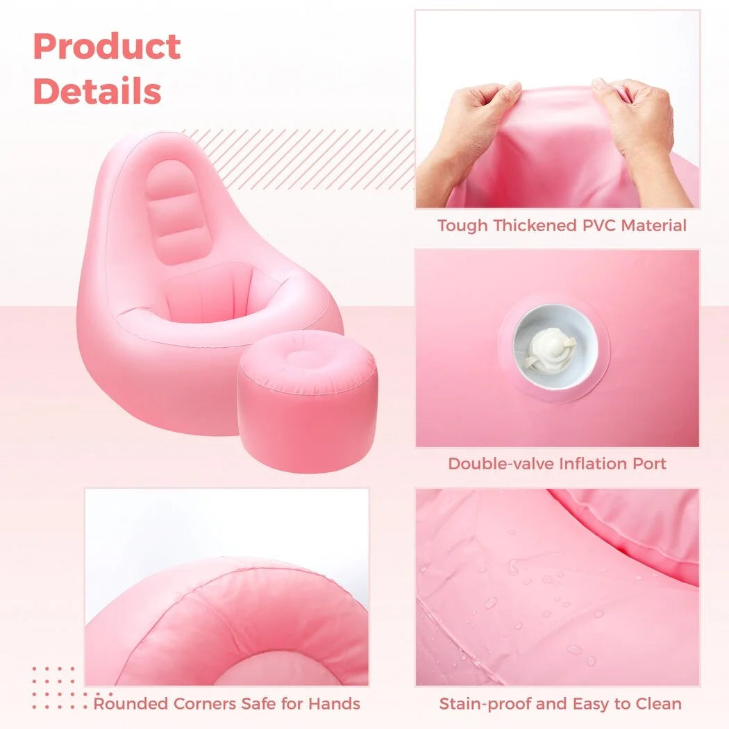BBL Inflatable Sofa, Lounge Sofa with Ottoman for after Brazilian Butt Lift Surgery Recovery/Fast Lipo Surgery, Blow up Air Chair with Hole Modern Furniture