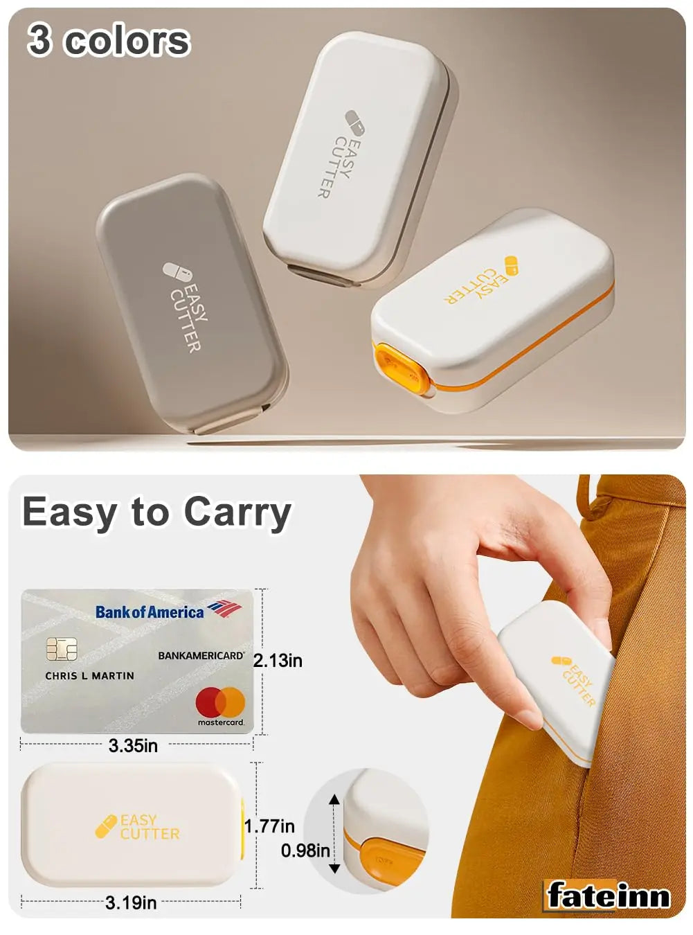 2 In 1 Mini Pill Cutter With Invisible Storage Box Portable Drug Tablet Medicine Dustproof Divider Organizer Crusher Pill Box