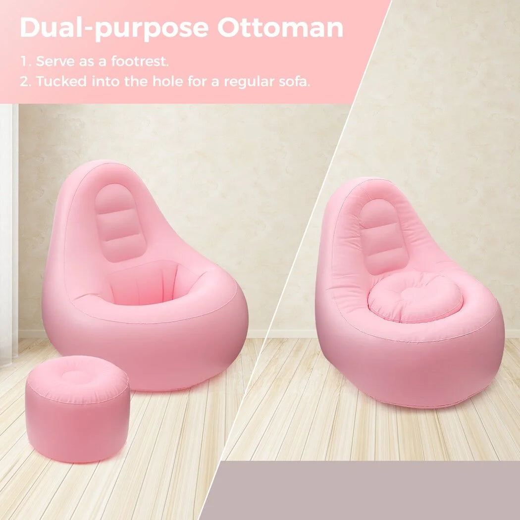 BBL Inflatable Sofa, Lounge Sofa with Ottoman for after Brazilian Butt Lift Surgery Recovery/Fast Lipo Surgery, Blow up Air Chair with Hole Modern Furniture