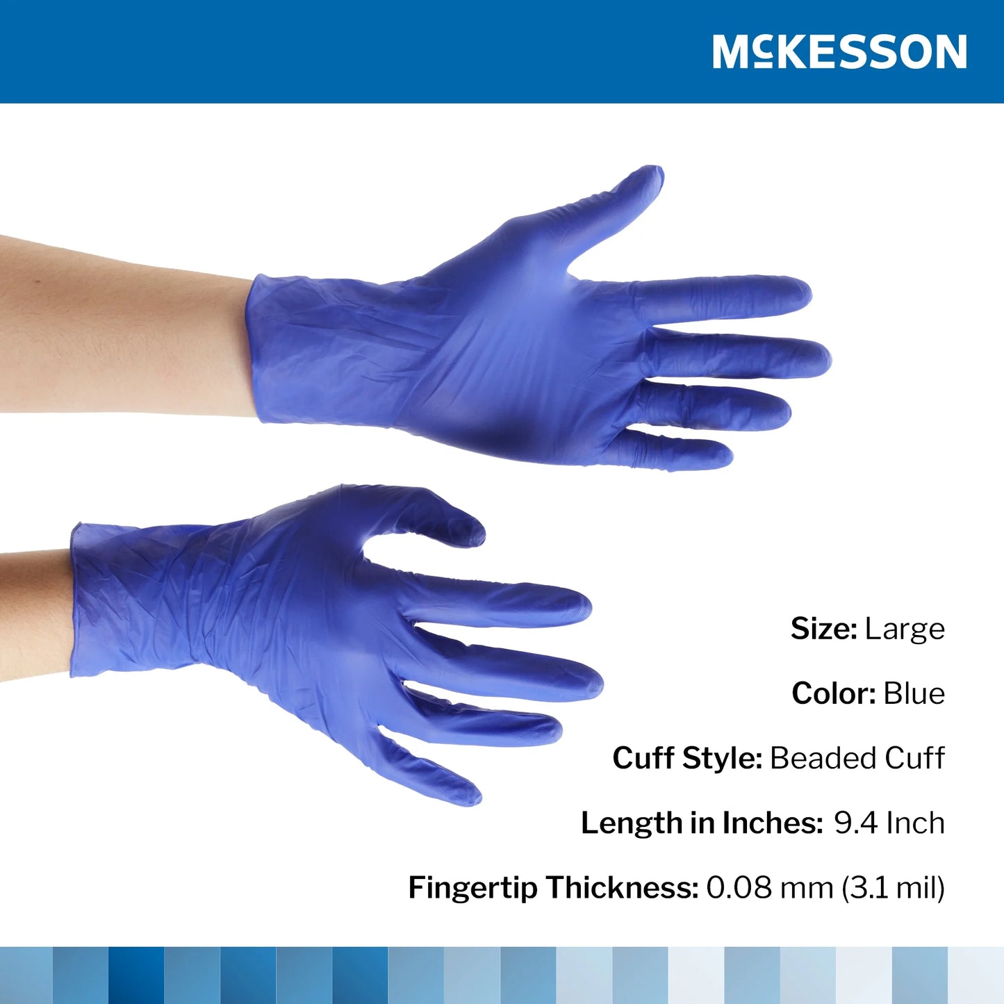 Confiderm 3.0 Nitrile Exam Gloves, Blue Medical Gloves - Size Large, 100 Count, 10 Boxes, 1000 Total