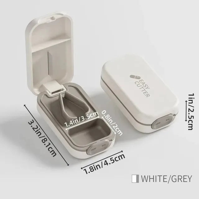 2 In 1 Mini Pill Cutter With Invisible Storage Box Portable Drug Tablet Medicine Dustproof Divider Organizer Crusher Pill Box