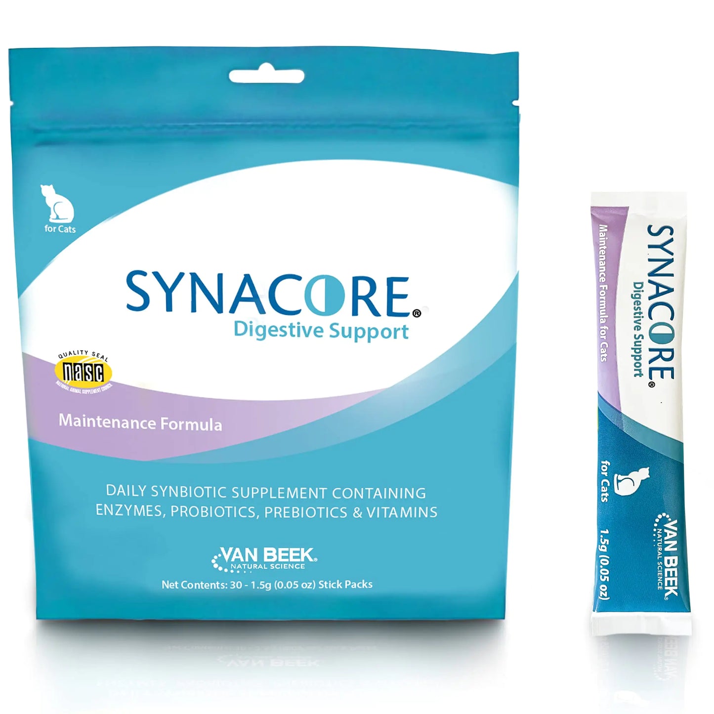 Van Beek Natural Science Synacore Feline - All Natural Formula to Provide Immune Support for Cats & Help Maintain Digestive Health - Probiotics and Vitamins for Cats - Pet Products - (30 Count)