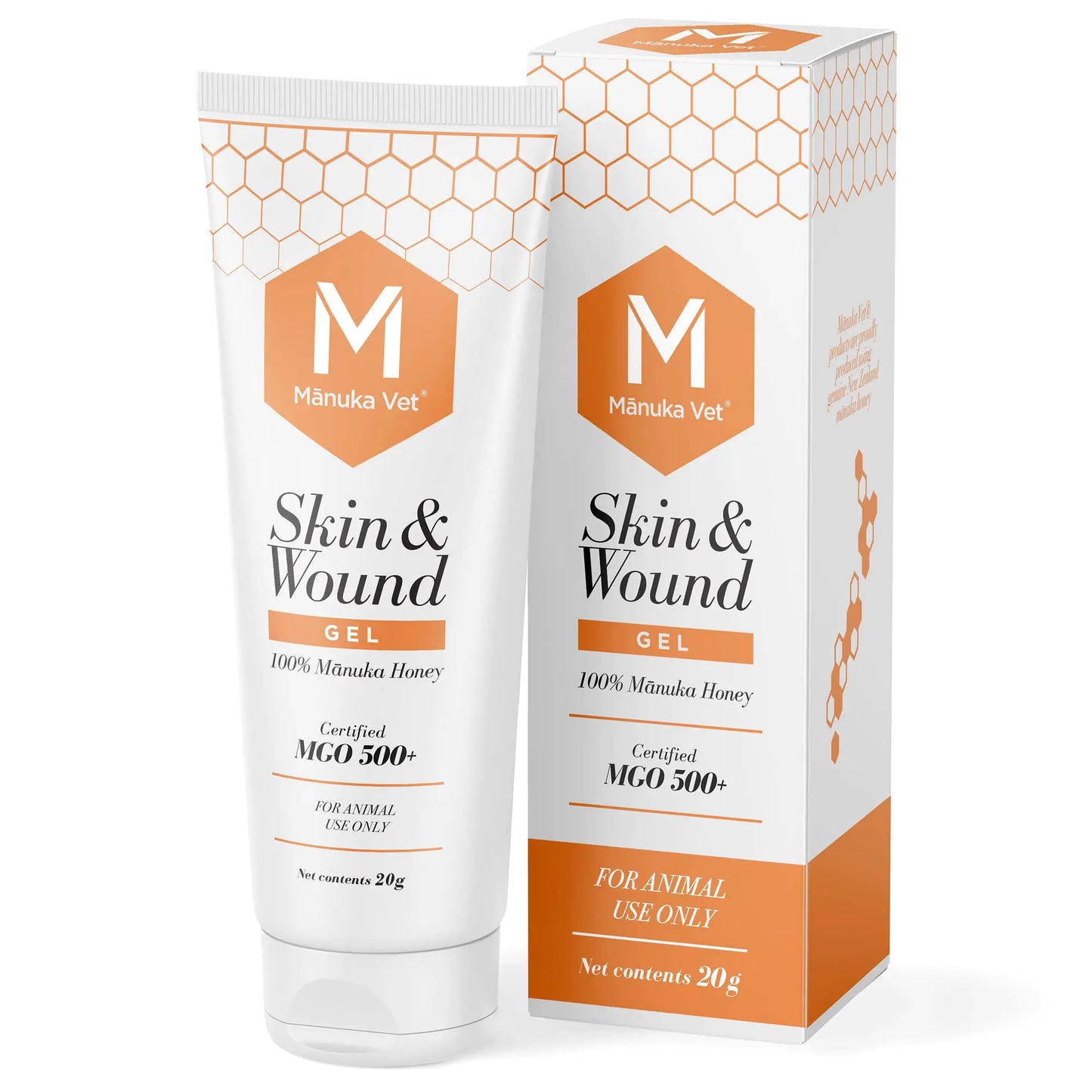 Manuka Vet Skin & Wound Gel 500+ MGO Medical Grade Manuka Honey Rapid Healing & Skin Repair Treatment for Dogs Horses and Cats 0.71oz (20g) Tube