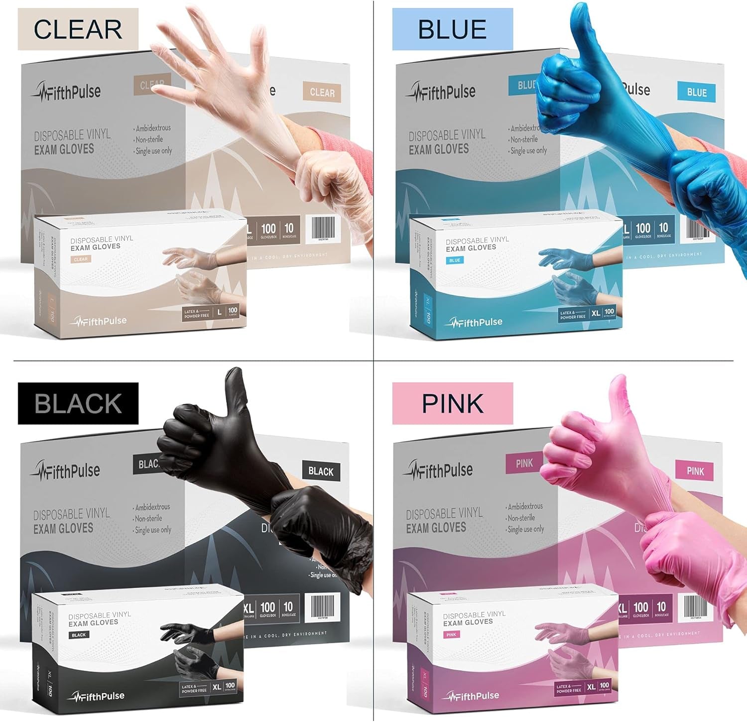 Pink Vinyl Disposable Gloves 100 Pack - Powder and Latex Free Medical Exam Gloves