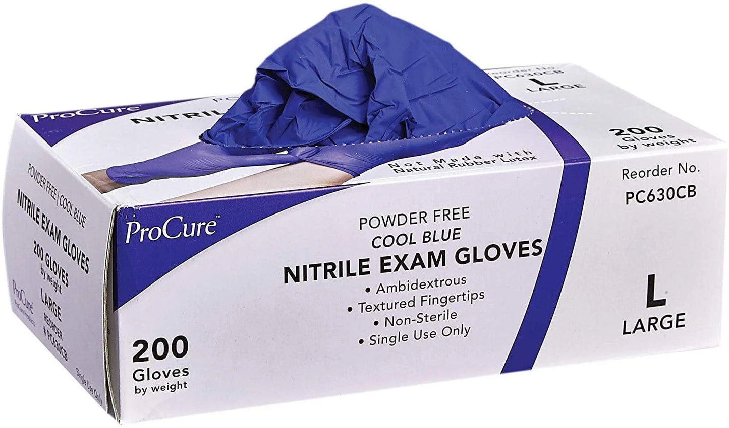 Disposable Nitrile Gloves - 200 Count - Powder Free, Rubber Latex Free, Medical Exam Grade