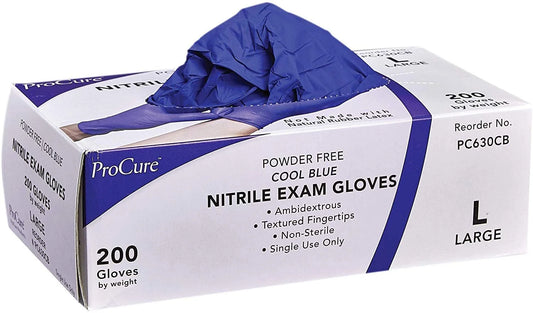 Disposable Nitrile Gloves - 200 Count - Powder Free, Rubber Latex Free, Medical Exam Grade