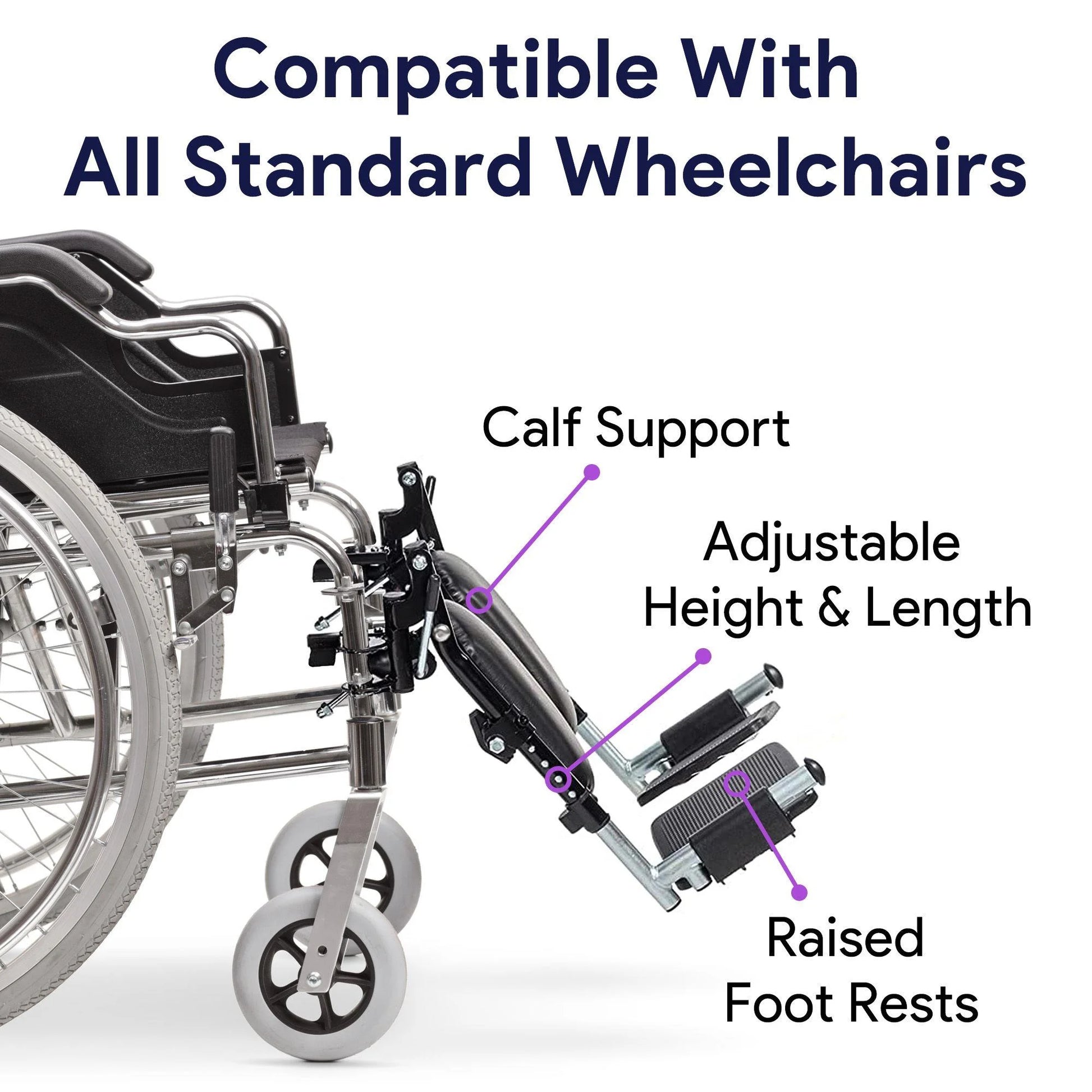 Elevating Wheelchair Leg Rest - Foot and Calf Support