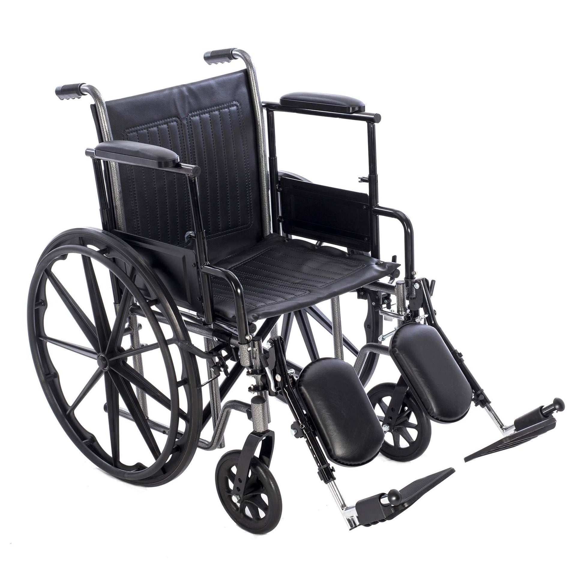 Premium Wheelchair with Removable Full Arms, Elevating Leg Rests, 20" Seat