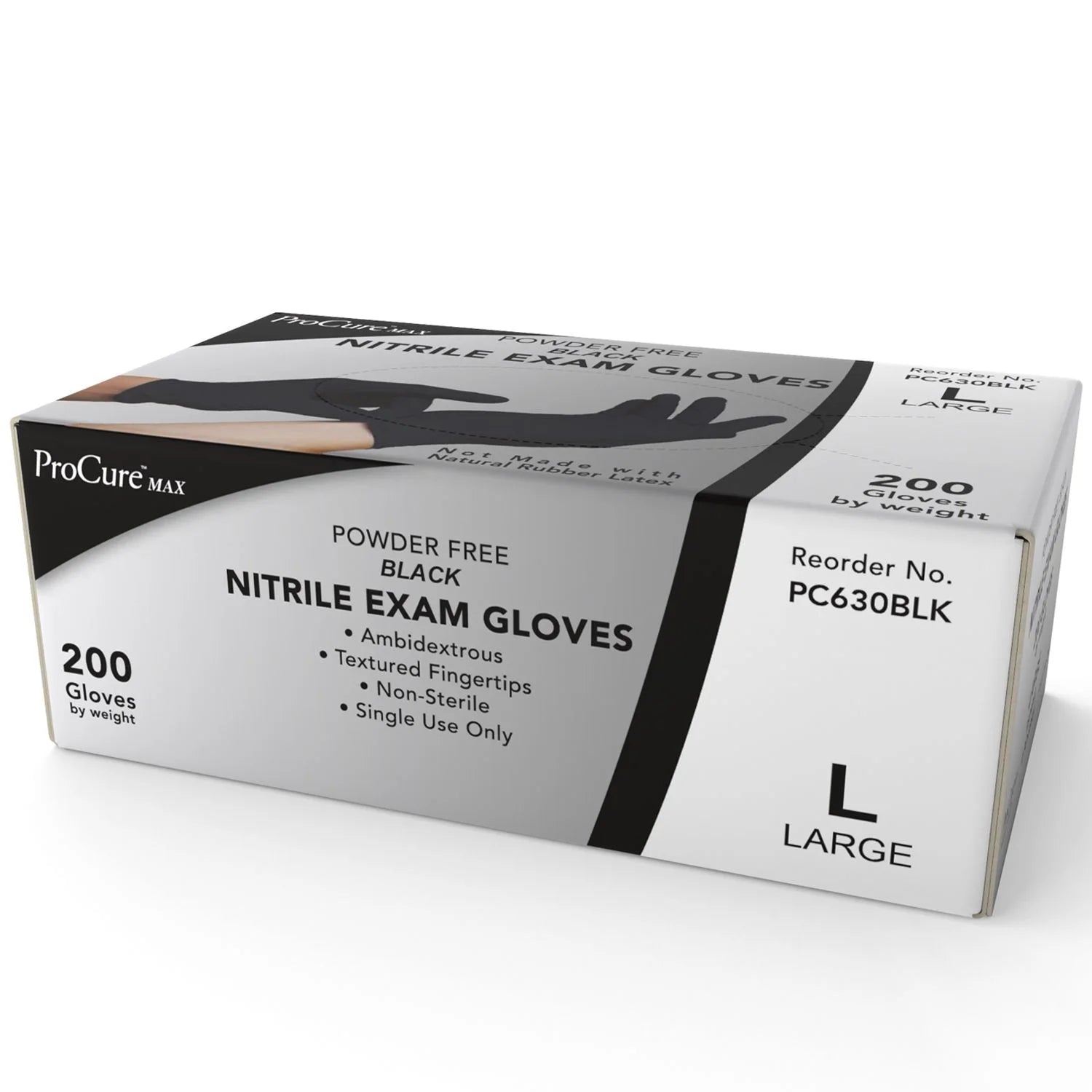 Disposable Black Nitrile Gloves 200 Count - Heavy Duty 4Mil, Powder Free, Rubber Latex Free, Medical Exam Grade
