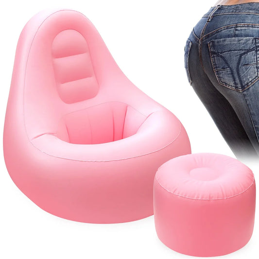 BBL Inflatable Sofa, Lounge Sofa with Ottoman for after Brazilian Butt Lift Surgery Recovery/Fast Lipo Surgery, Blow up Air Chair with Hole Modern Furniture
