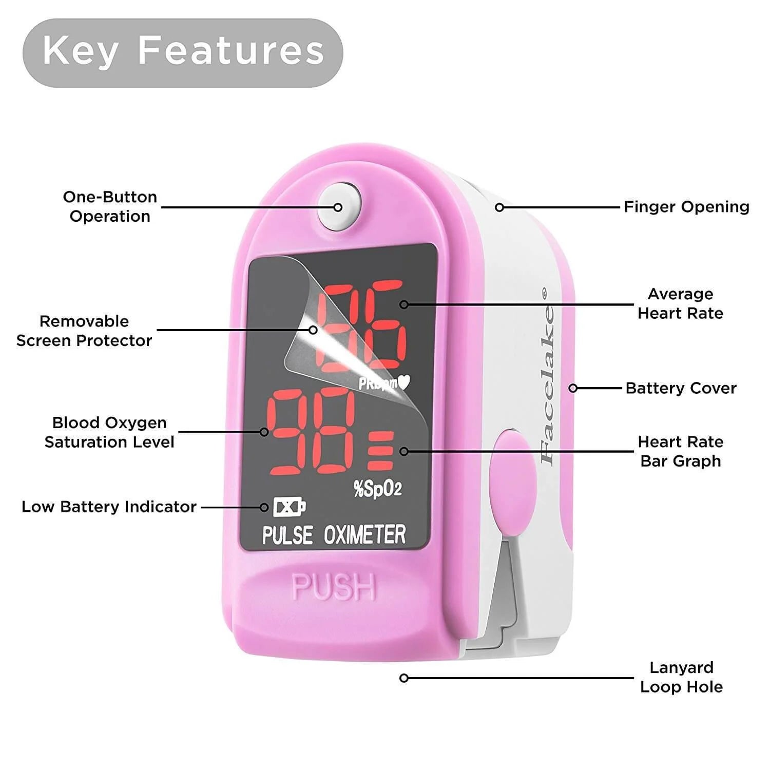 FL-400 Fingertip Pulse Oximeter (Pink)