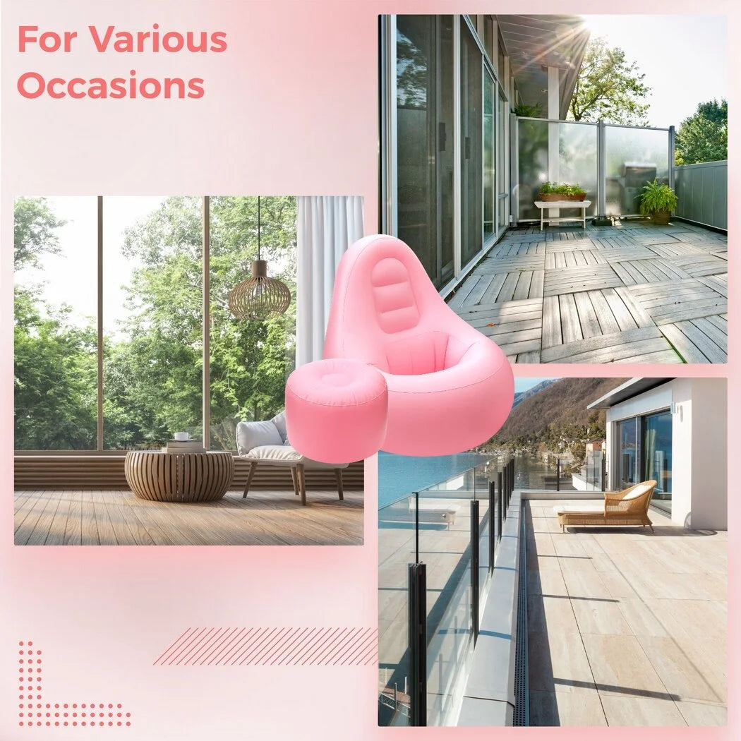 BBL Inflatable Sofa, Lounge Sofa with Ottoman for after Brazilian Butt Lift Surgery Recovery/Fast Lipo Surgery, Blow up Air Chair with Hole Modern Furniture