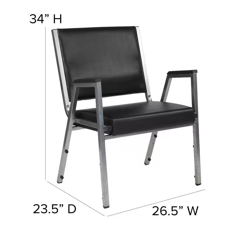 Hercules Series Vinyl 1000 Lbs. Rated Bariatric Medical Reception Chair in Antimicrobial Black Vinyl with Arms