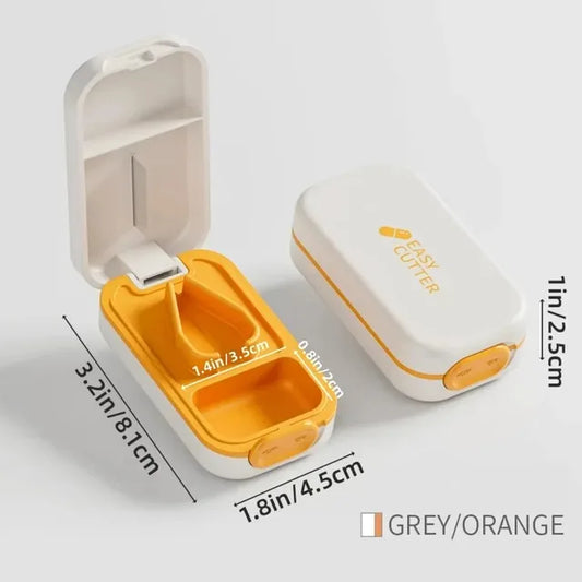 2 In 1 Mini Pill Cutter With Invisible Storage Box Portable Drug Tablet Medicine Dustproof Divider Organizer Crusher Pill Box