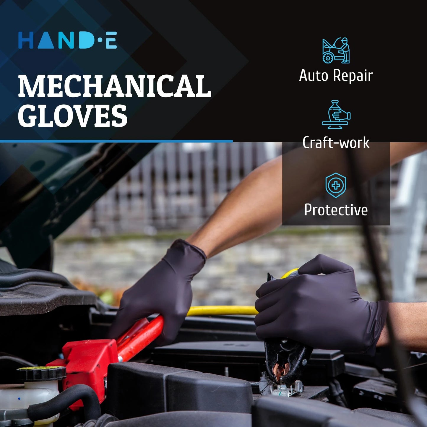 Hand-E Disposable Black Nitrile Gloves - 5 Mil Medical Exam - Powder and Latex Free, Food Safe