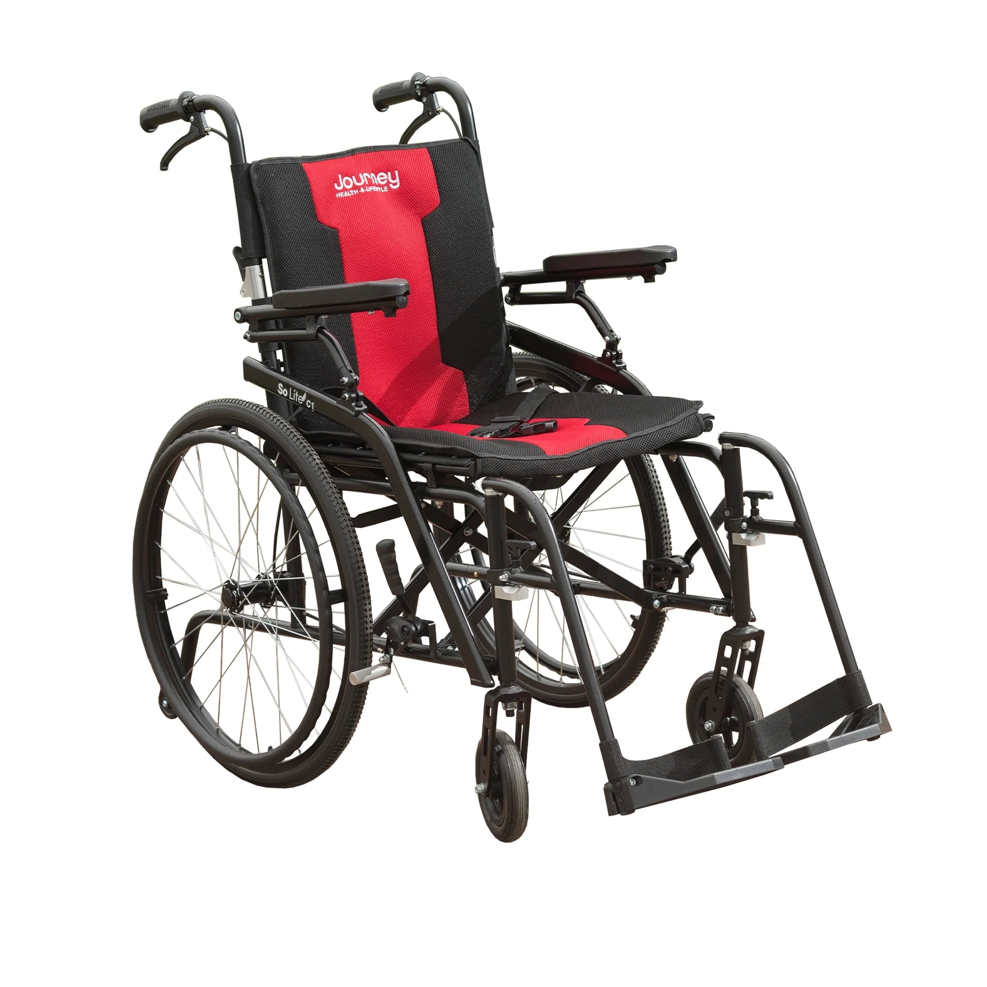 So Lite Folding Wheelchair, Lightweight 16.5Lb with Padded Seat, Dual Hand Brakes, and Durable Tires, Black
