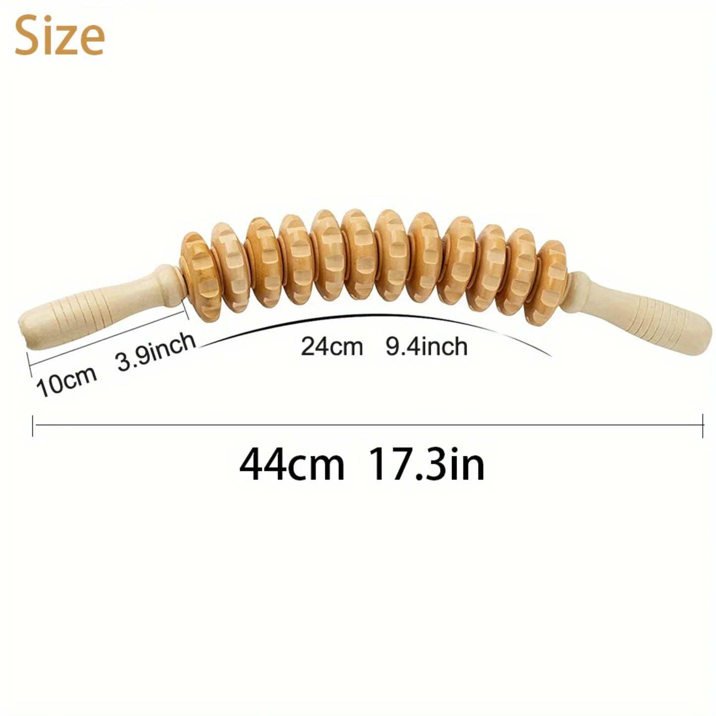 Handheld Wood Therapy Massage Roller - Reduce Cellulite, Boost Lymphatic Drainage & Relieve Muscles - Professional Tool