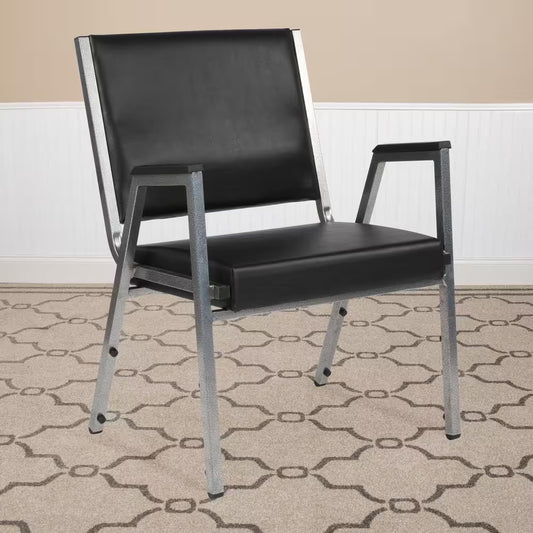 Hercules Series Vinyl 1000 Lbs. Rated Bariatric Medical Reception Chair in Antimicrobial Black Vinyl with Arms