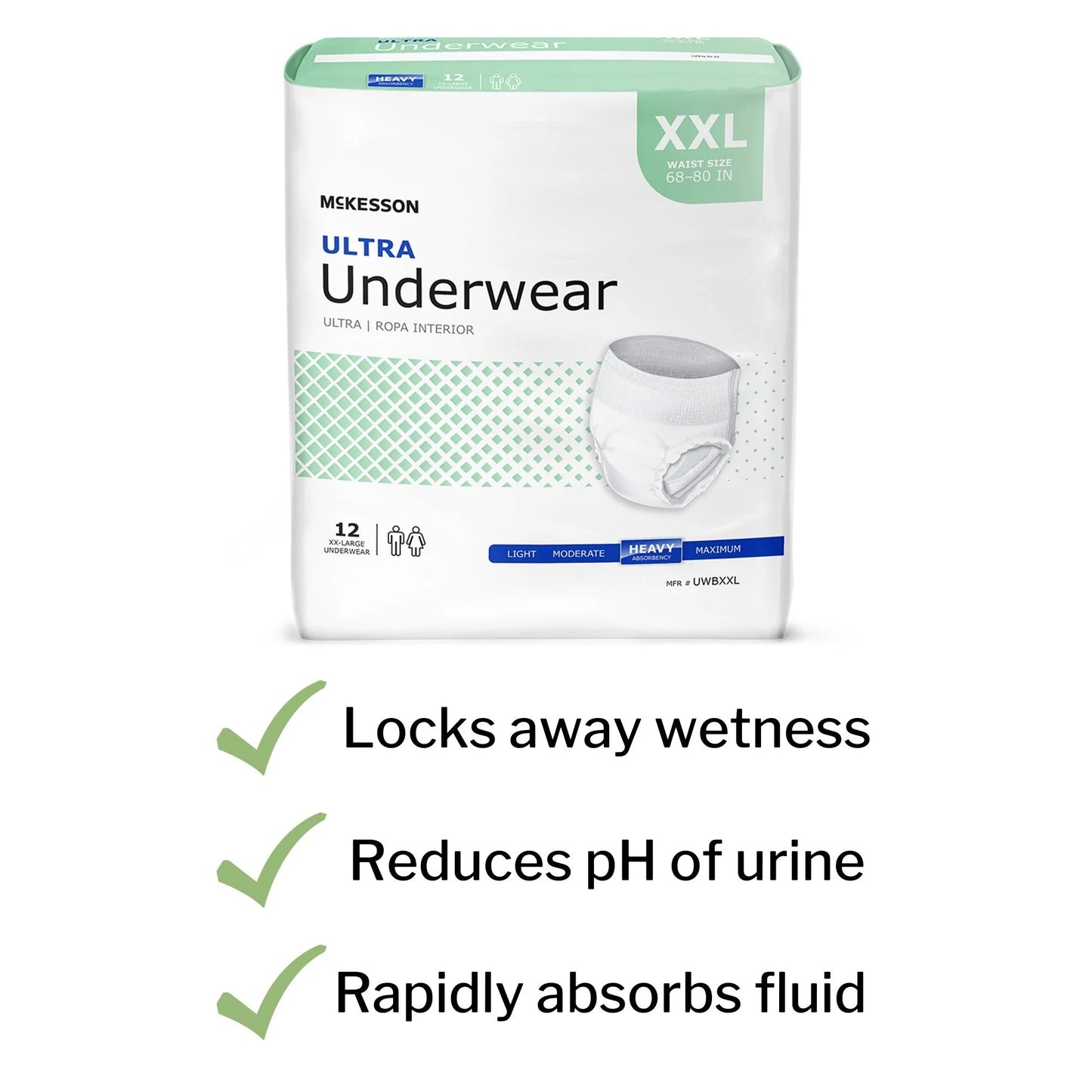 Ultra Underwear, Incontinence, Heavy Absorbency, 2XL, 12 Ct