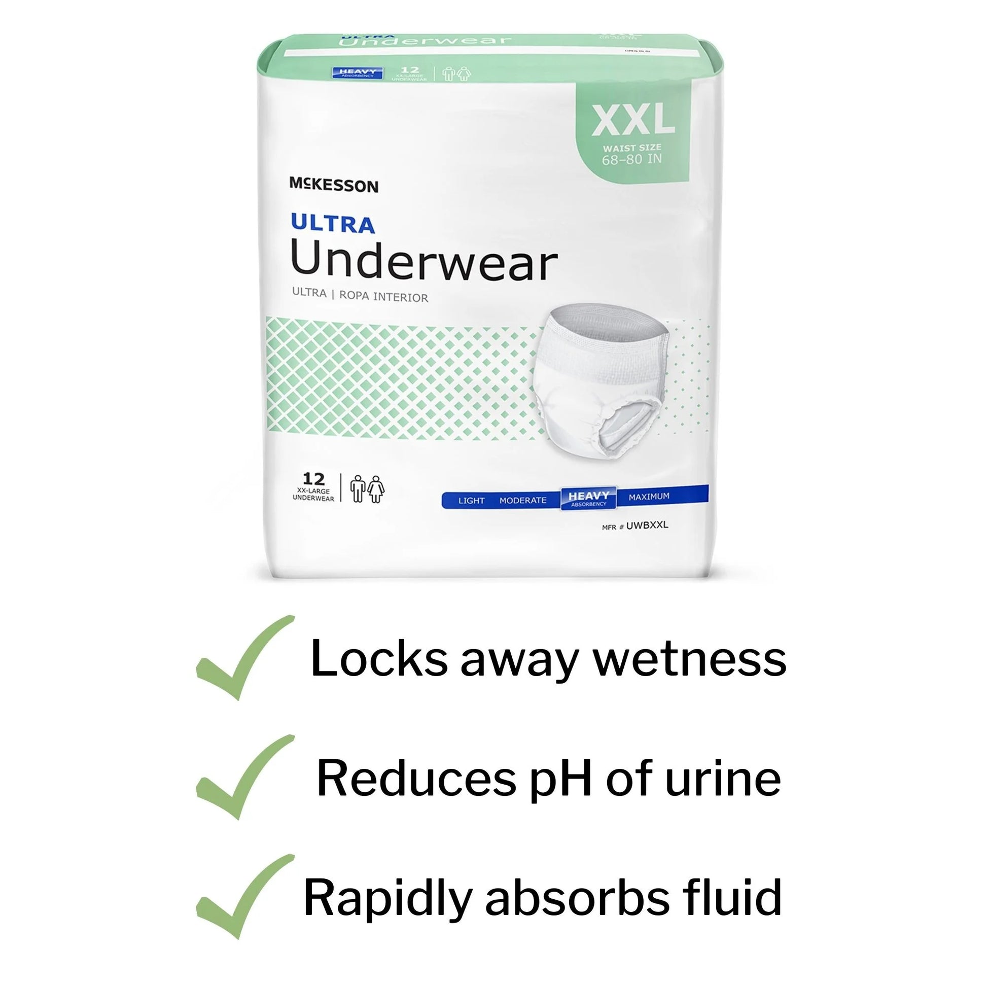 Ultra Underwear, Incontinence, Heavy Absorbency, 2XL, 12 Ct
