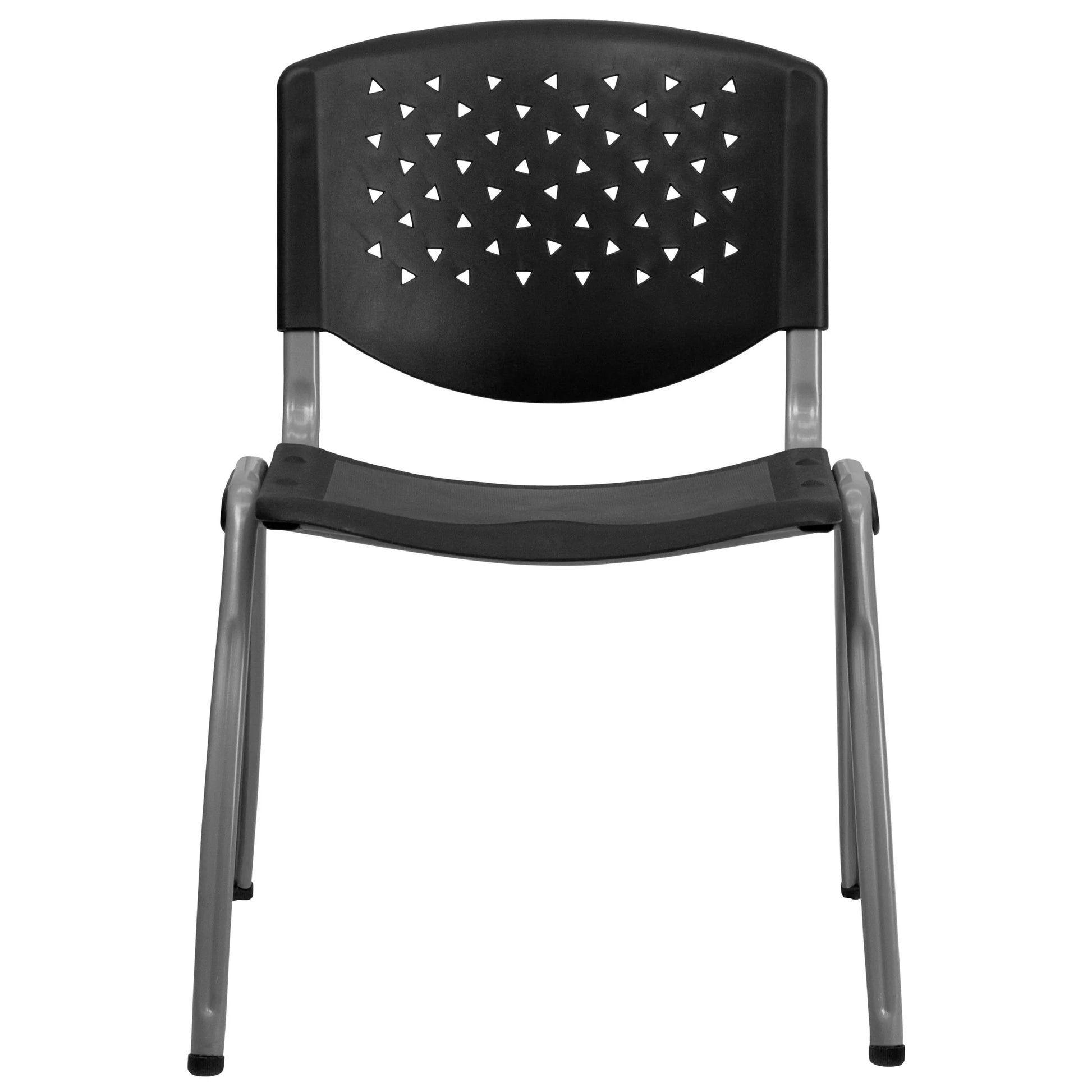 HERCULES Series 880 Lb. Capacity Black Plastic Stack Chair with Titanium Gray Powder Coated Frame