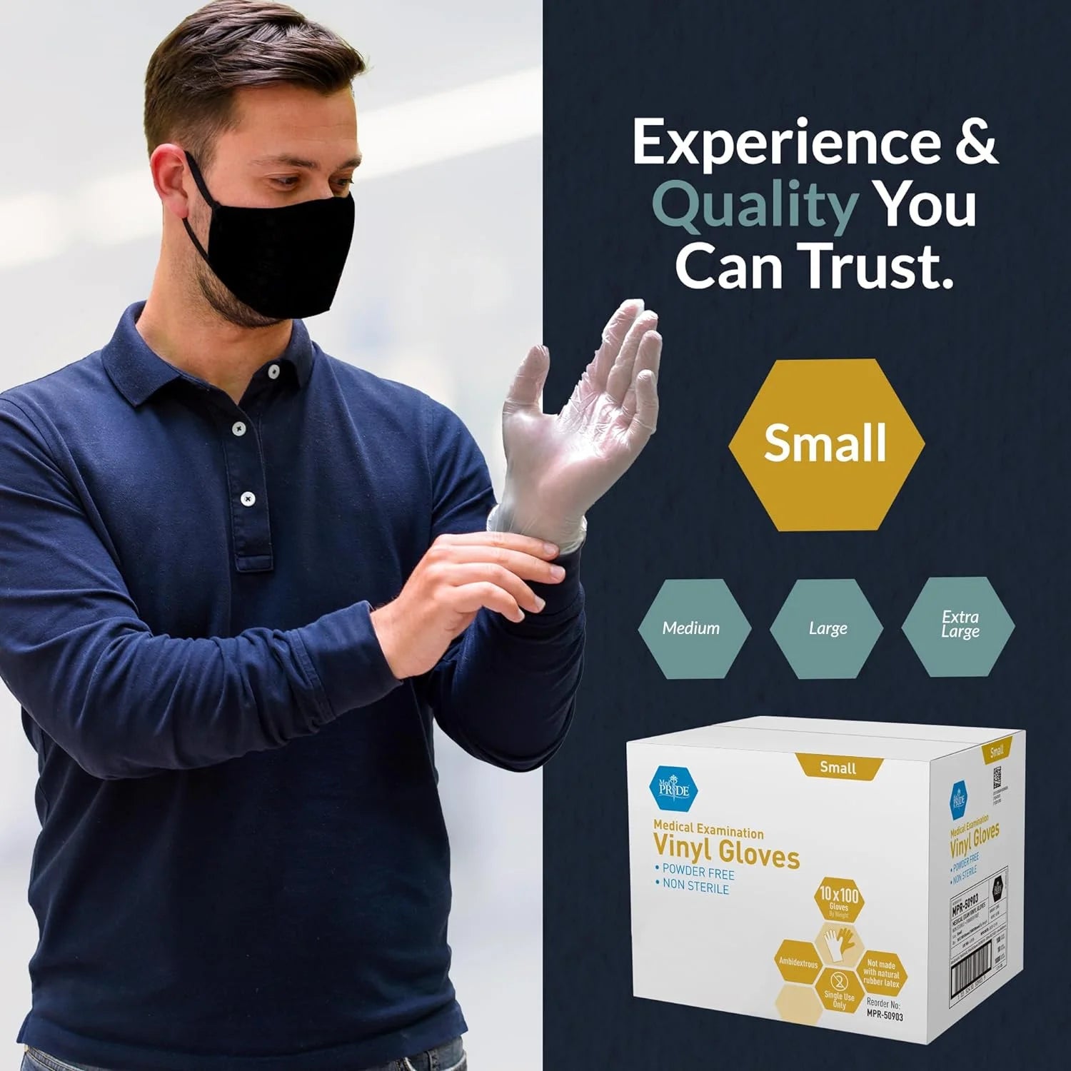 Vinyl Gloves Powder-Free Disposable Latex Free Gloves, Small 1000-Pack